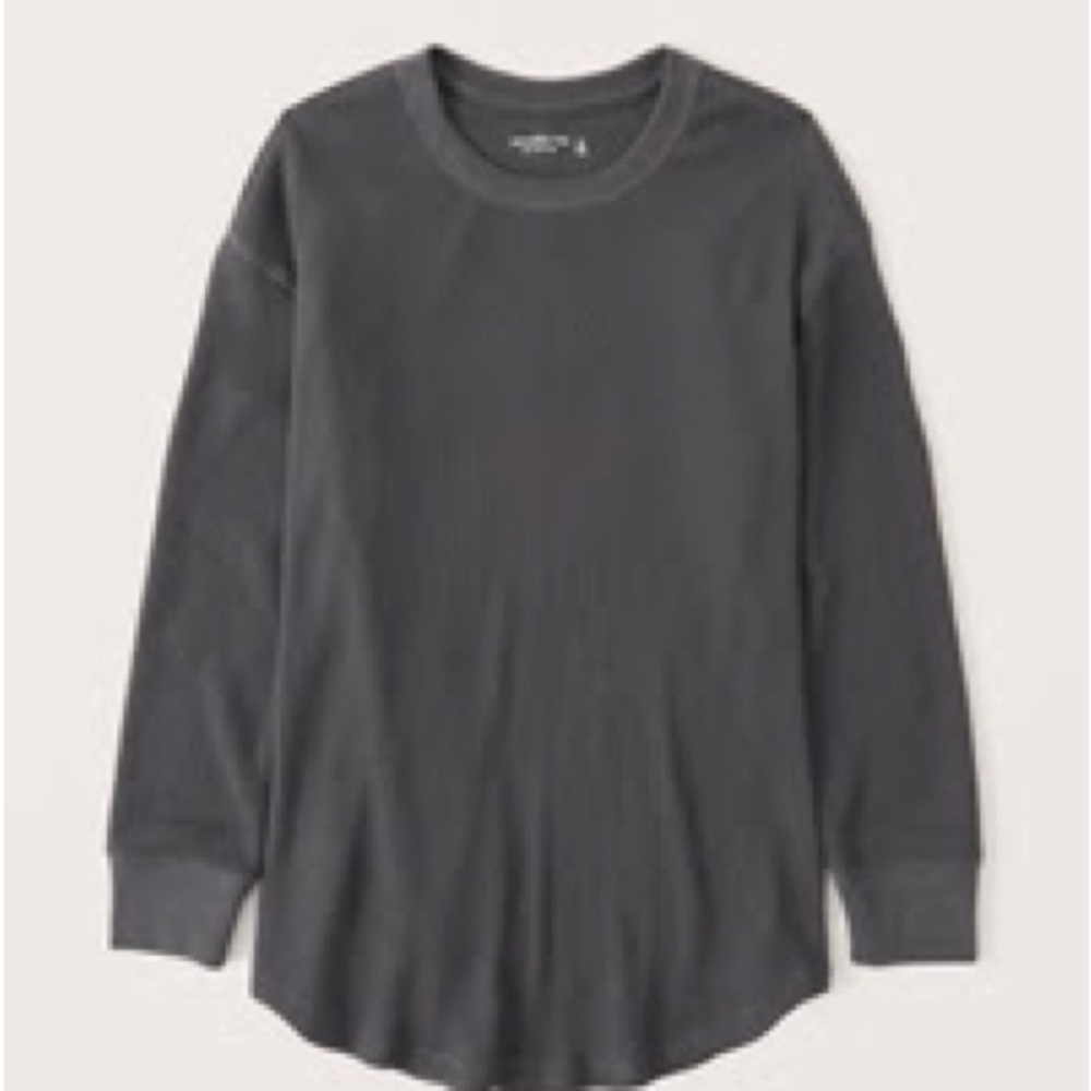 Abercrombie & Fitch Women’s long-sleeve Waffle Crew in Washed Black, size XS